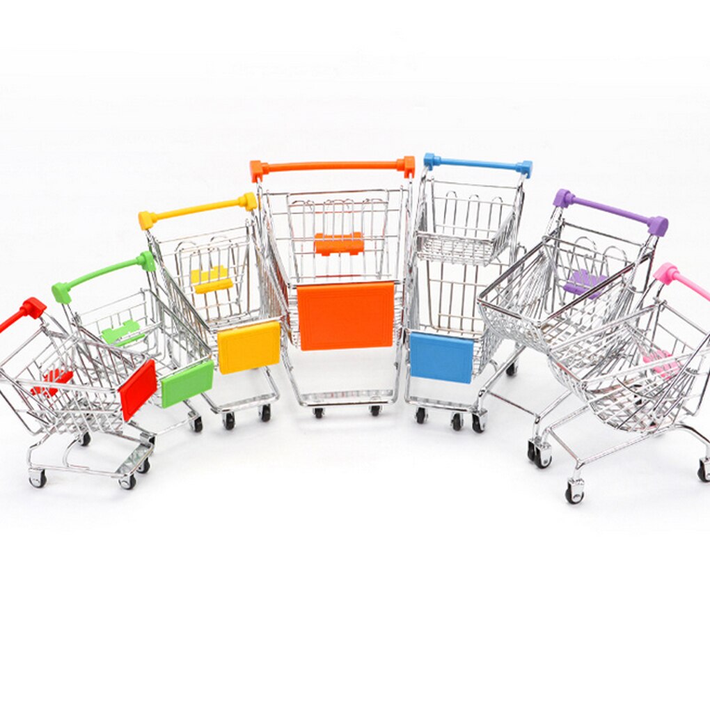 Mini Children Handcart Simulation Small Supermarket Shopping Cart Utility Cart Pretend Play Toys Strollers 11.5x8.5x11.5cm