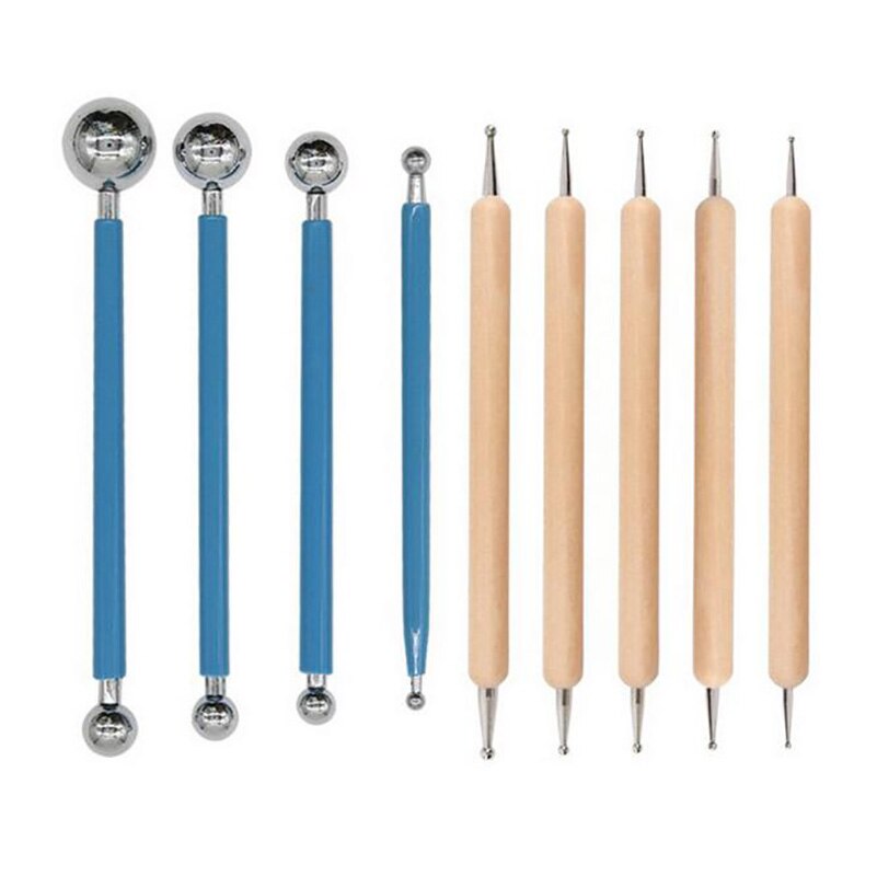 Polymer Clay Tools Modeling Clay Sculpting Tools Dotting Pen Silicone Tips Ball Stylus Pottery Ceramic Clay Indentation Tools: Set of 9 B