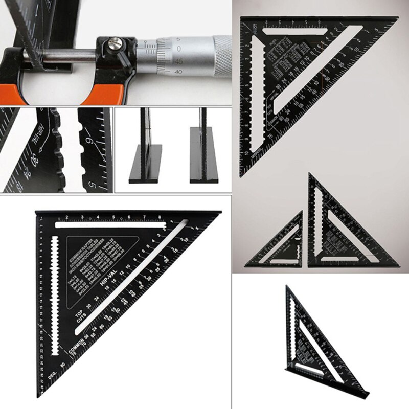 12 inch Metric Aluminum Alloy Triangle Angle Ruler Protractor Woodworking Measurement Tool 30.5 cm Quick Read Layout Gauge