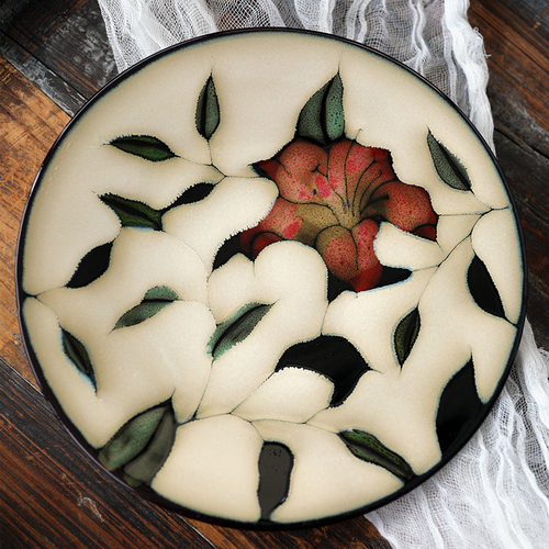 Tableware Special Restaurant Ceramic Plate and Japanese Flat Plate: Rose type 21cm