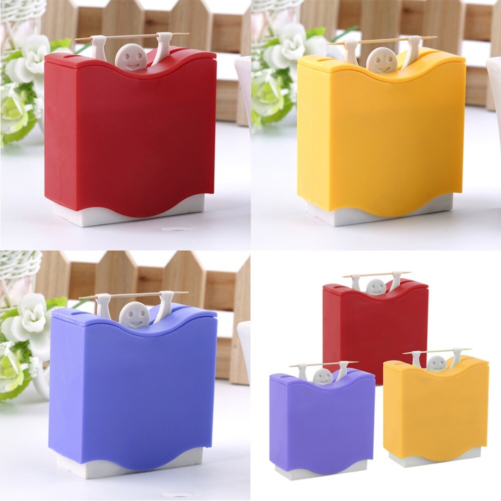 1 peso de la pc elevador Soporte automático para palillos de dientes cubo palillo diente recoger organizador caja cure-dent mesa de bar casera Decoración Accesorios