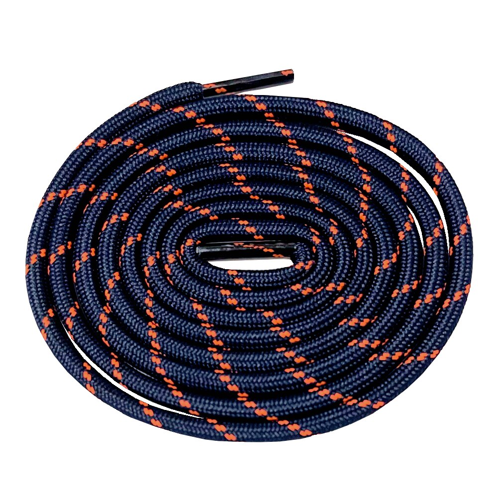 Round Shoe Laces of Polyester Shoelace Strings for Working Hiking Boots 120 - 140 CM: dark blue neonorange / 120CM