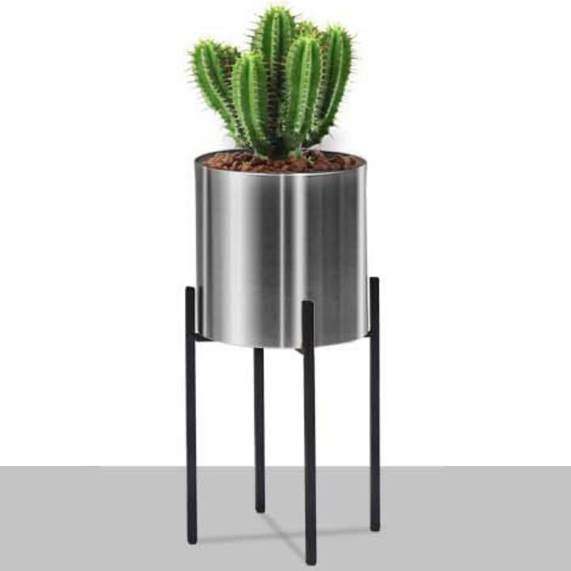 10 x 10 x 31cm zilveren bloempot, eenvoudige decoratieve vaas, smeedijzeren bloemenstandaard, decoratiestandaard voor thuis