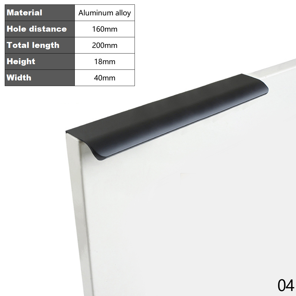 Goud Zwart Verborgen Kast Trekt Aluminium Keukenkastje Schuifladegrepen Knoppen Handvat Slaapkamer Hardware 8-40Cm: Black-20cm