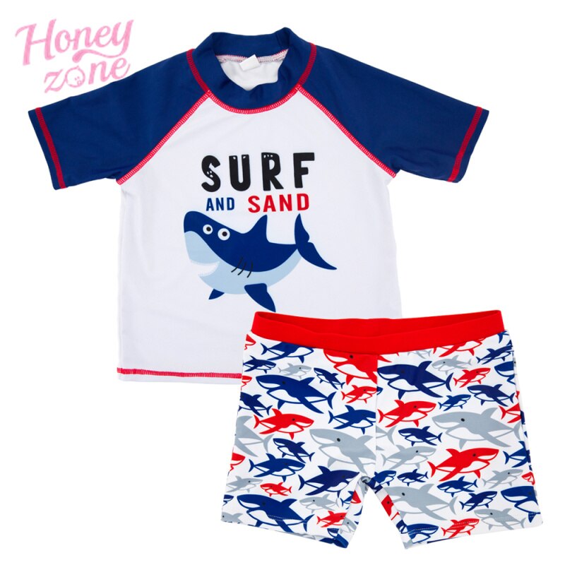 Honningzone børn dreng badedragt med shorts haj udskrivning børn dreng sportsdragt badetøj sunga infantil praia menino