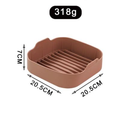 Airfryer Siliconen Pot Oven Bakplaat Gebakken Pizza Kip Mand Mat Ronde Vierkante Replacemen Air Friteuses Grill Pan Accessoires: Square Brown 20.5cm