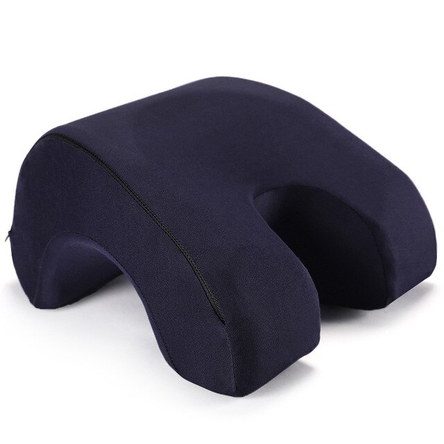 Almohada arqueada de espuma viscoelástica, almohadas arqueadas para aliviar el dolor de cuello, hombros, espalda y brazos, para el hogar, oficina y coche: Navy blue