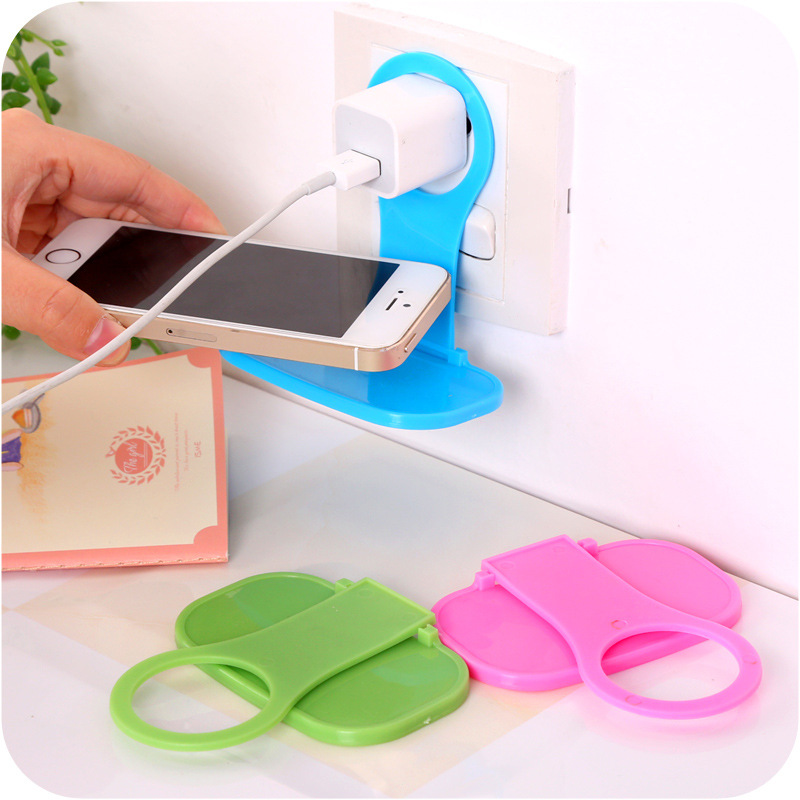 Stick Up Style Wall Cell Phone Bracket 3 Colors Mobile Phone Charging Holder for Wall Traceless 4 Hook Receiving Hanger Bracket