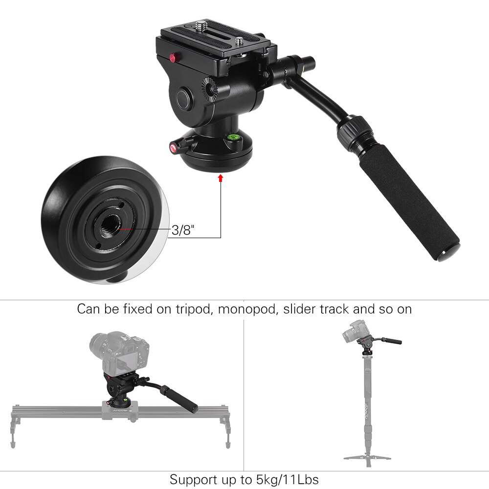 Andoer Fotografie Kopf Videokamera Stativ Flüssigkeit Drag Pan Kopf Hydraulische Panorama Fotografische Kopf für Canon Nikon Sony