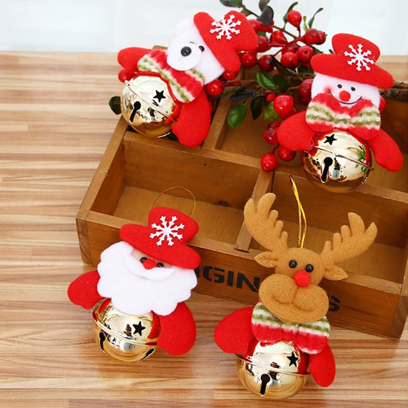 6 stuks Kerst Hanger Kerstboom Kleine Klokken Opknoping kinderen Kerstman Herten Sneeuwpop Kerst Ornamenten