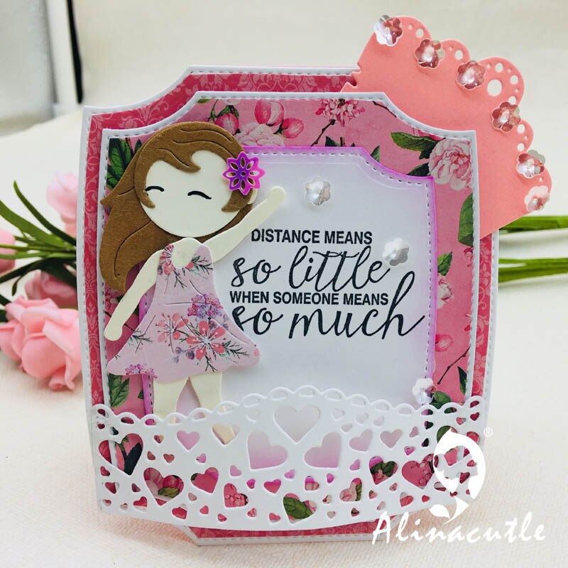 Stansad metallskärning form alinacraft 9pc häckande ram bakgrund scrapbook papper hantverk album kort stanskniv konst cutter die