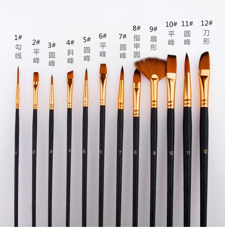 12pcs de Pintura do Artista Escova Conjunto com o Saco de Lona Pintura Paleta de Aquarela Pincel Acrílico Desenho Pintura A Óleo Materiais de Arte