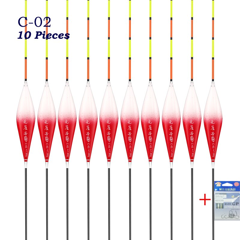 10pcs/lot Shallow Water Buoy Composite Nano Floats Color Gradual Change Bobber Hard Tail Vertical Pesca Fishing Tools Tackle: C-02 10pieces