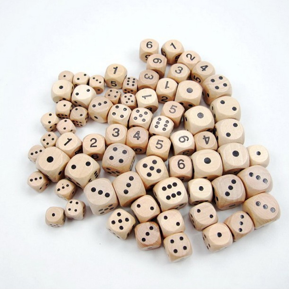 10pcs Dice 16mm Durable Six Sides Wooden Dice Yard Dices Sieve for Games Teaching