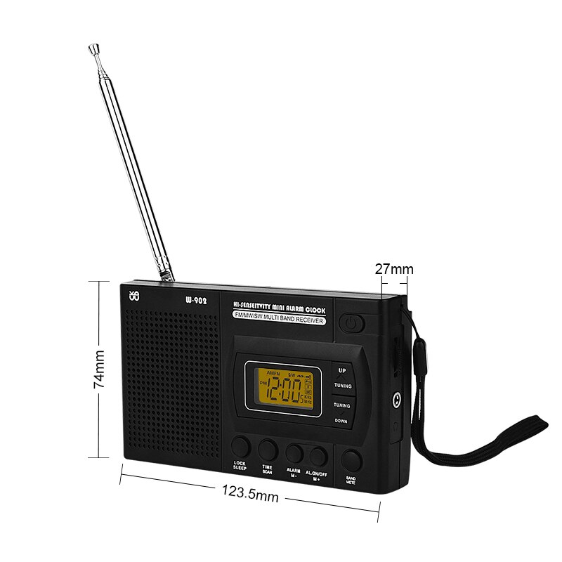 Draagbare Volledige Band Radio Fm Am Sw Led Digitale Scherm Klok Usb Player Speaker Radio Antenne Schaalbare Digitale Radio