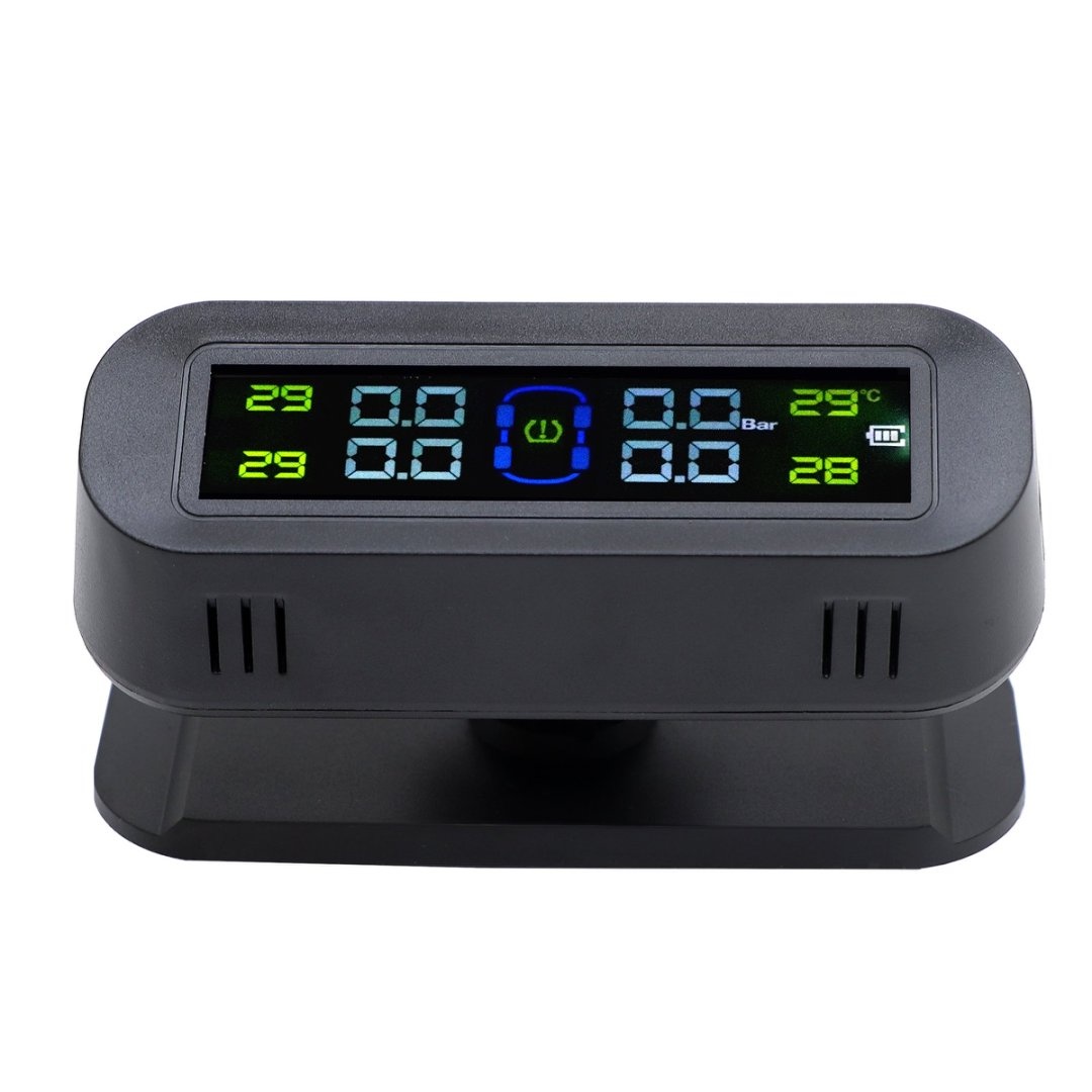 Tire Pressure Monitoring System Solar TPMS Sensors Temperature Warning Car TMPS 4 Wheel External Sensor Automobile Accessories: Ivory