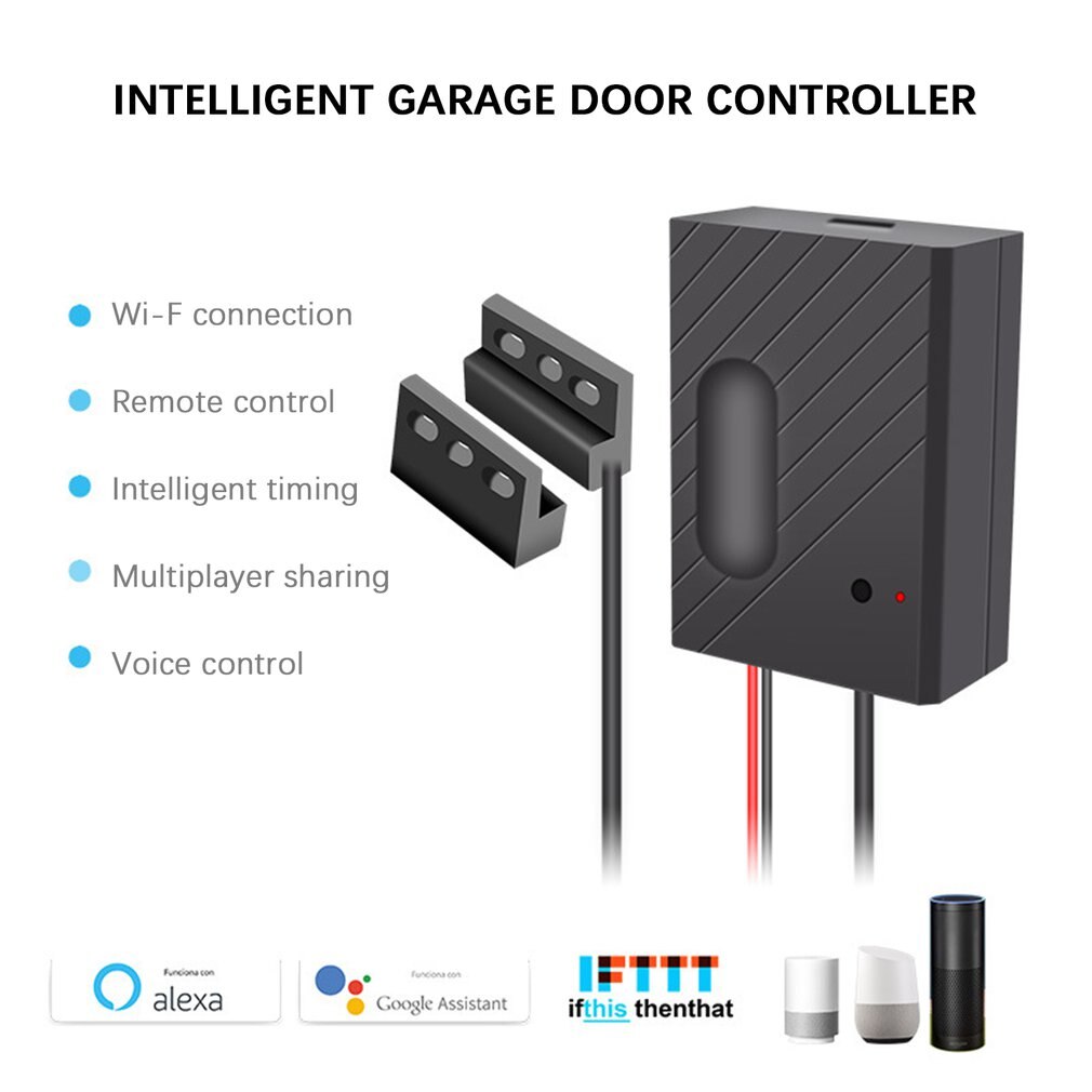 Smart Wifi Garage Door Switch Remote Turn On/Off App And Voice Control History Record Wide Compatibility 1 Set