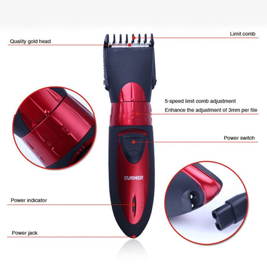 SURKER HC-7068 Electric Hair Clipper Rechargeable Waterproof Trimmer Adjustable Haircut Machine For Men & Children