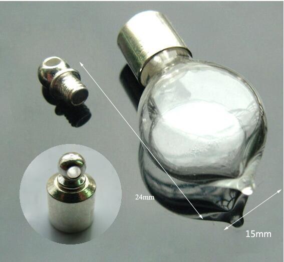 5 stücke 6MM treiben glas Hand geblasen flasche geformt Mini wünschen flasche glas flasche ätherisches öl flasche anhänger: B