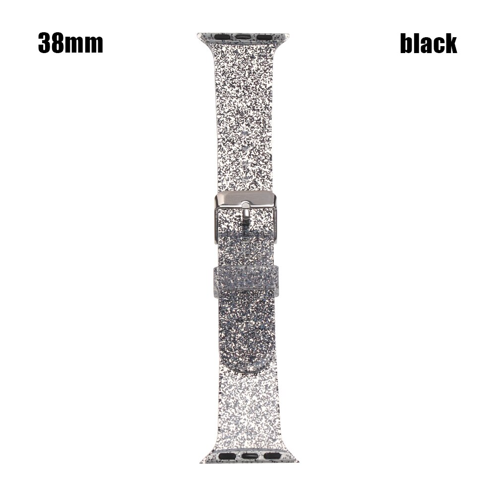 Adjustable Silicone Transparent Glitter Waterproof Band For Apple Watch 38mm 40mm Strap for Apple Watch i-Watch Series 1/2/3/4: 1 / 38(40)mm