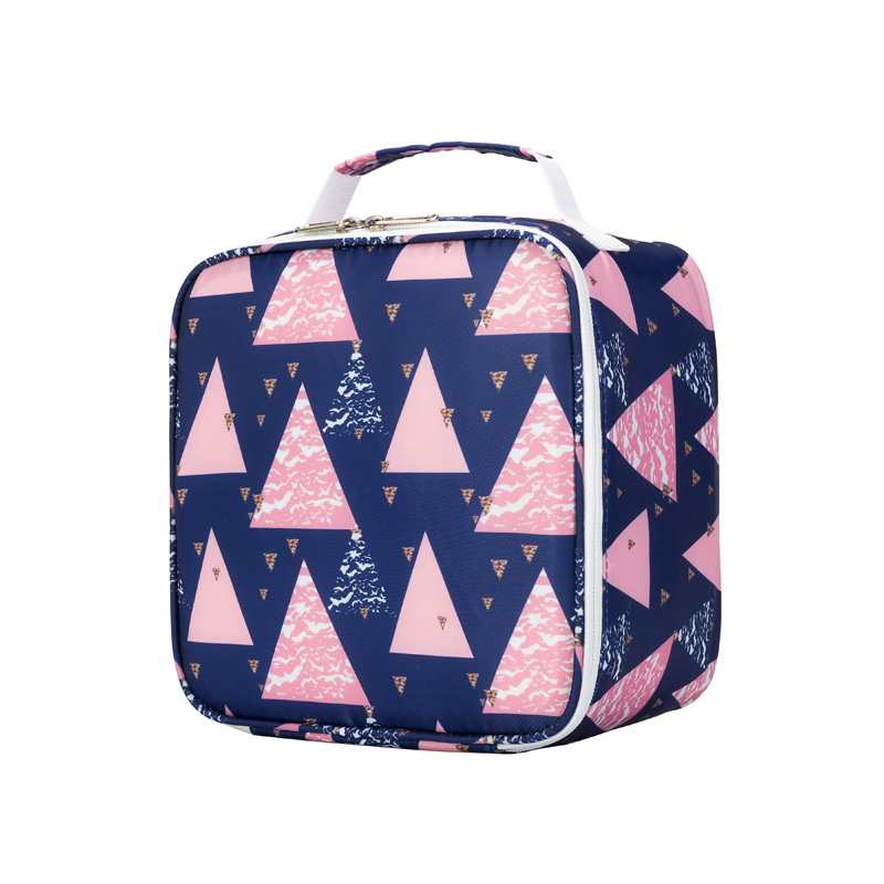 Oxford Doek Dinosaurus Cartoon Kinderen Lunchbox Tas Student Afdrukken Draagbare Lunch Tas Lunch Tas Geïsoleerde Zakken Voor Picknick: Blue Triangle