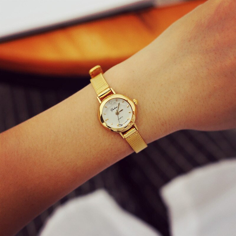 Luxury gold women quartz watches top brand small dial female bracelet watch stainless steel mesh strap ladies writwatch