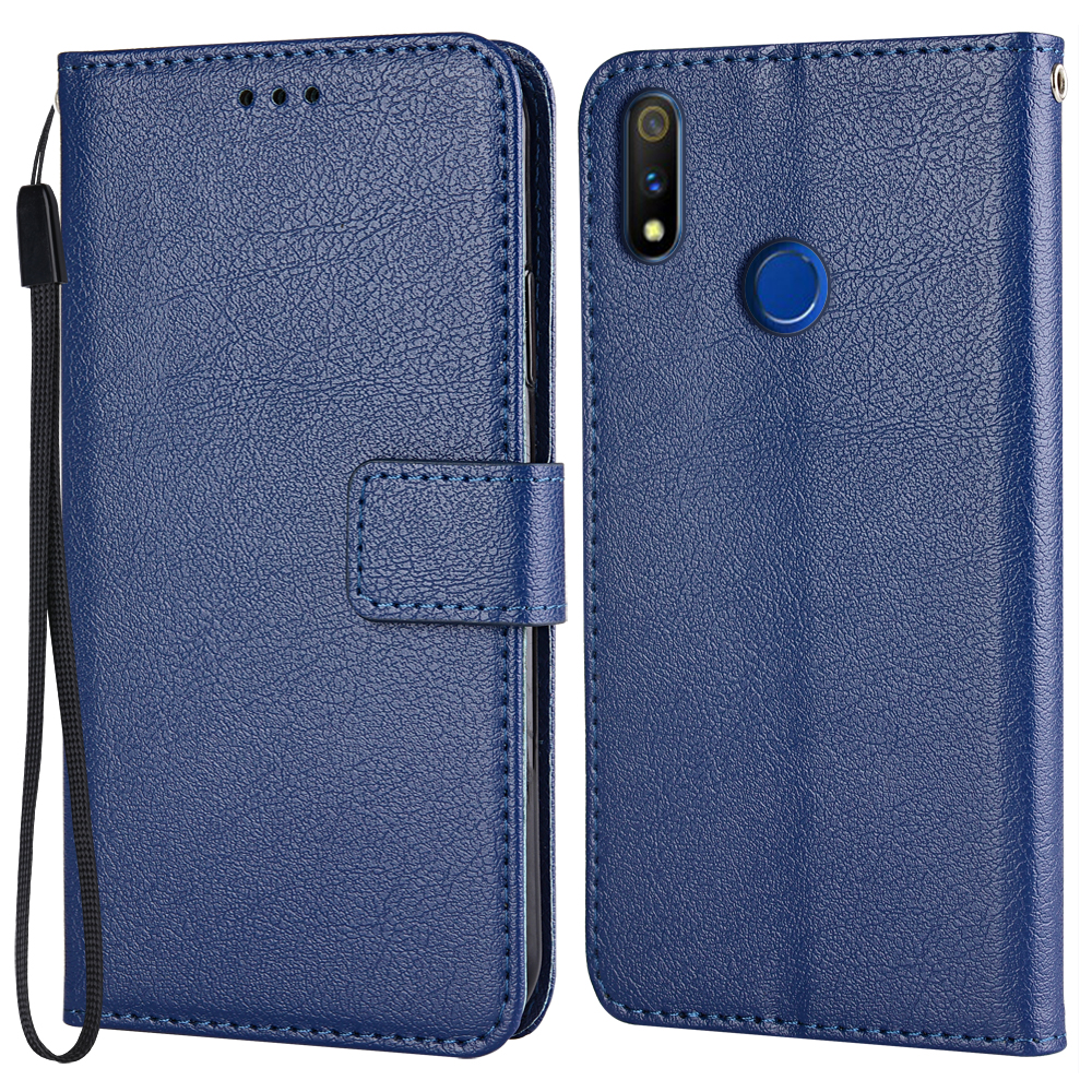 Custodia a portafoglio in pelle PU per Realme 3 RMX1825 RMX1821 Funda per Realme 3i RMX1827 supporto per fondina per telefono custodia protettiva: For Realme 3i / K-wallet-Blue