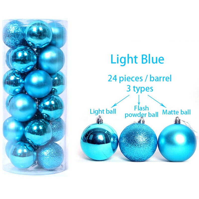 24 Stks/set Kerstboom Decor Ballen Glitter Snuisterij Opknoping Bal Party Festival Thuis Ornament Decor Voor Thuis Party Decor: 24pcs Lake blue