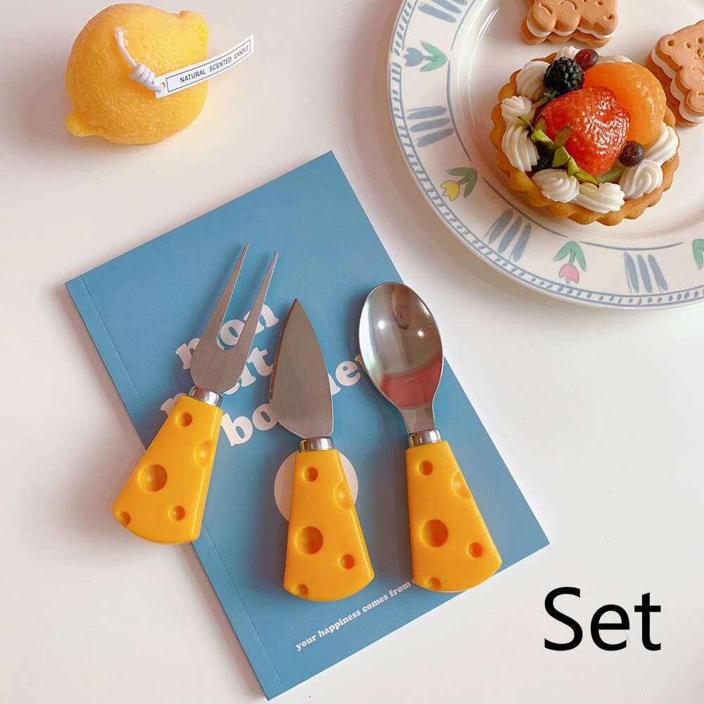 Super Cute Cheese Knife and Fork Cute Breakfast with Butter Cake Bread Dessert Fork: Default Title