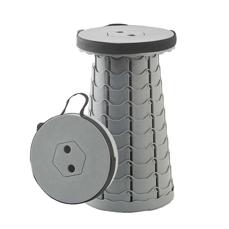 Plastic Stool Folding Stool Portable Outdoor Adjustable Telescopic Stool Net Red Train Subway Stool Giveaway: gray