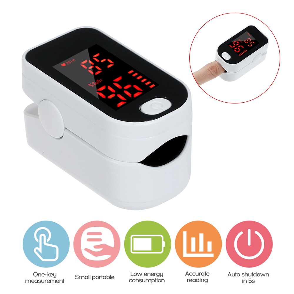 Digitale Vingertop Pulsoxymeter Tonometer Led Display Bloed Zuurstof Sensor Verzadiging SpO2 Monitor Meting Meter Pieptoon