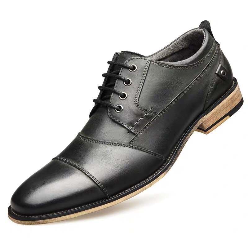Mazefeng hommes en cuir chaussures formelles à lacets chaussures habillées Oxfords chaussures rétro travail chaussures hommes chaussures habillées: BLACK / 12,5