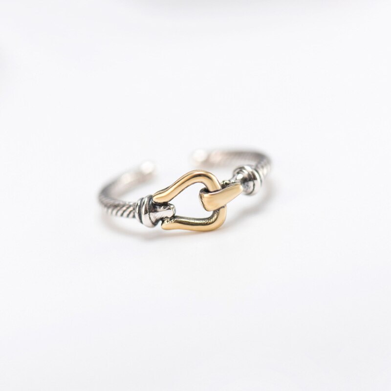 SHANICE-Anillos abiertos para dedos para mujer, de cuerda, anillo 100% de plata esterlina 925, Color dorado y plateado, joyería de plata auténtica