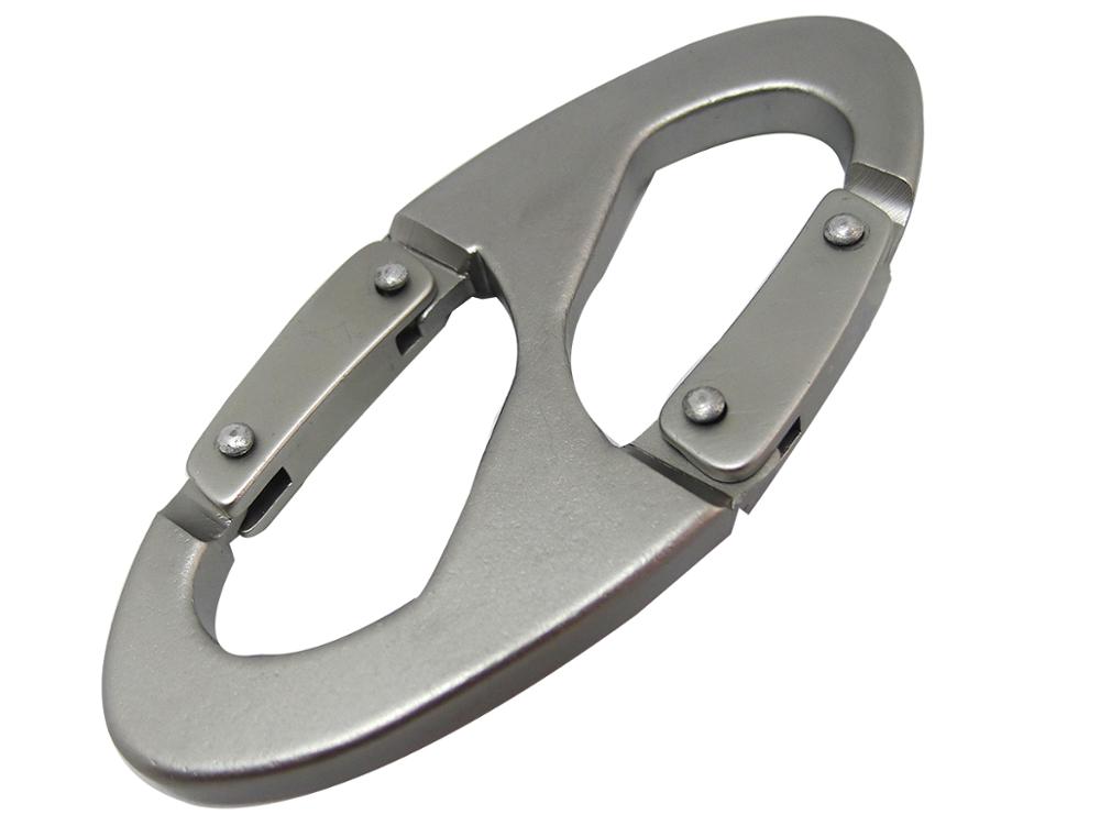 Aluminium Dual Carabiners Clip Dubbele-Gated Slidelock Gesp Sleutelhanger Tool: Silver