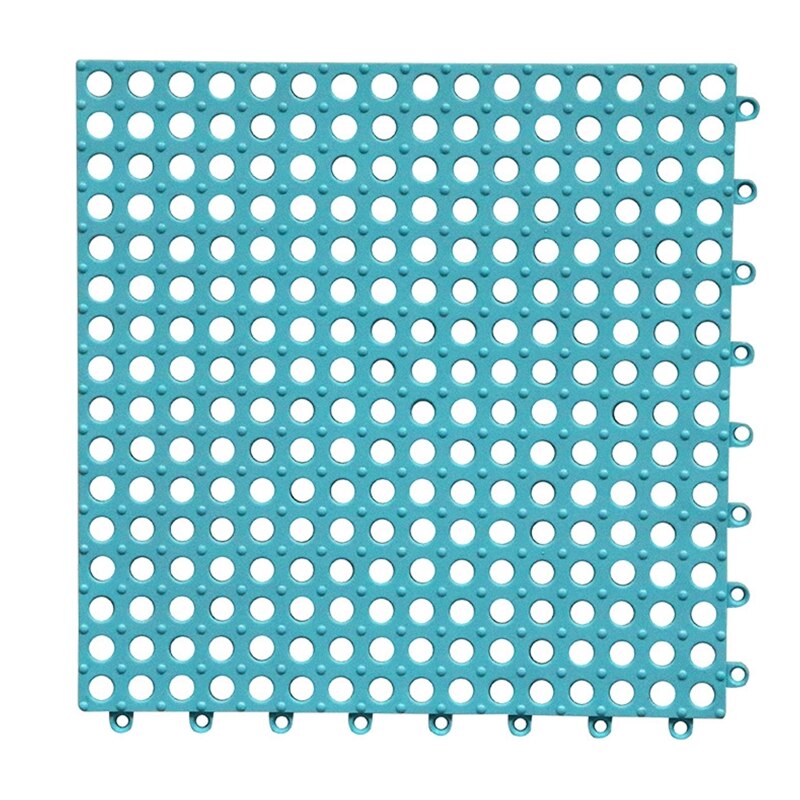 PVC Bath Mat Interlocking Non Slip Drainage Floor Tiles Shower Floor Mat with Drain Holes Suction Cup Floor Mat for Kitchen J2FA: Sky Blue