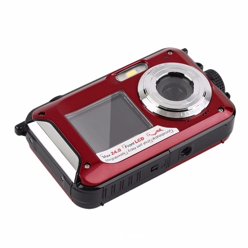 Waterdichte digitale camera, onderwatercamera, videorecorder, selfie dual sn dv opnamecamera (rood)