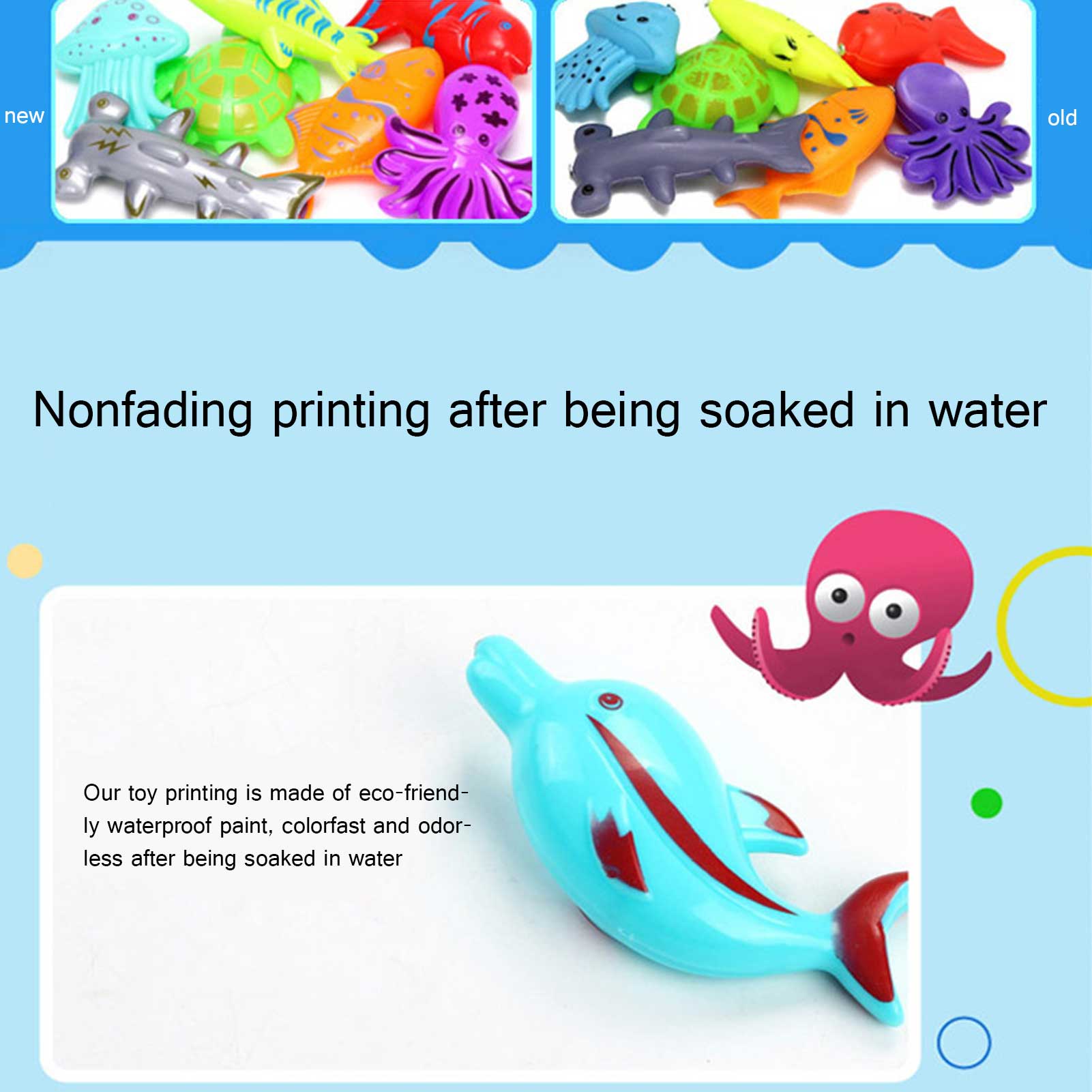 Magnetic Fishing Game Toys Baby Shower Games Fishing Bath Toy Bathtub Fishing Toys For Bath Bathroom Pool Water Toys