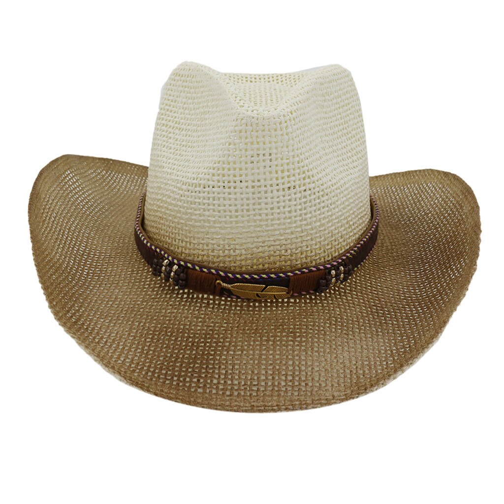 Vintage cowboy stråhatt for menn fedoras hvit brun kaffe fiskehatter menn: F