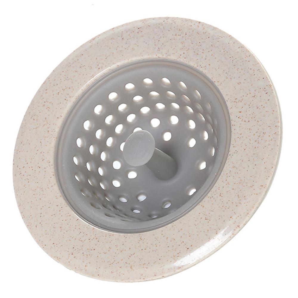 Kök filter silikon vete halm sil badrum dusch avlopp handfat avlopp täcka avlopp hårfilter 4 färg valfritt: Beige