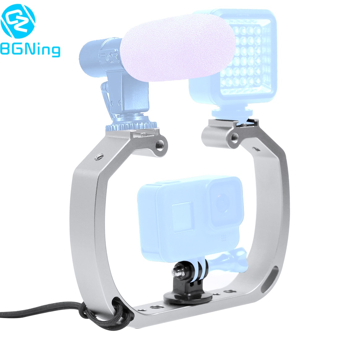 Dual Griff Tauchen Tauchen Halterung Blitz Licht Stehen Rahmen Bausatz für Gopro Held 7 6 5 Aktion Kameras Camcorder w/ Schuh montieren