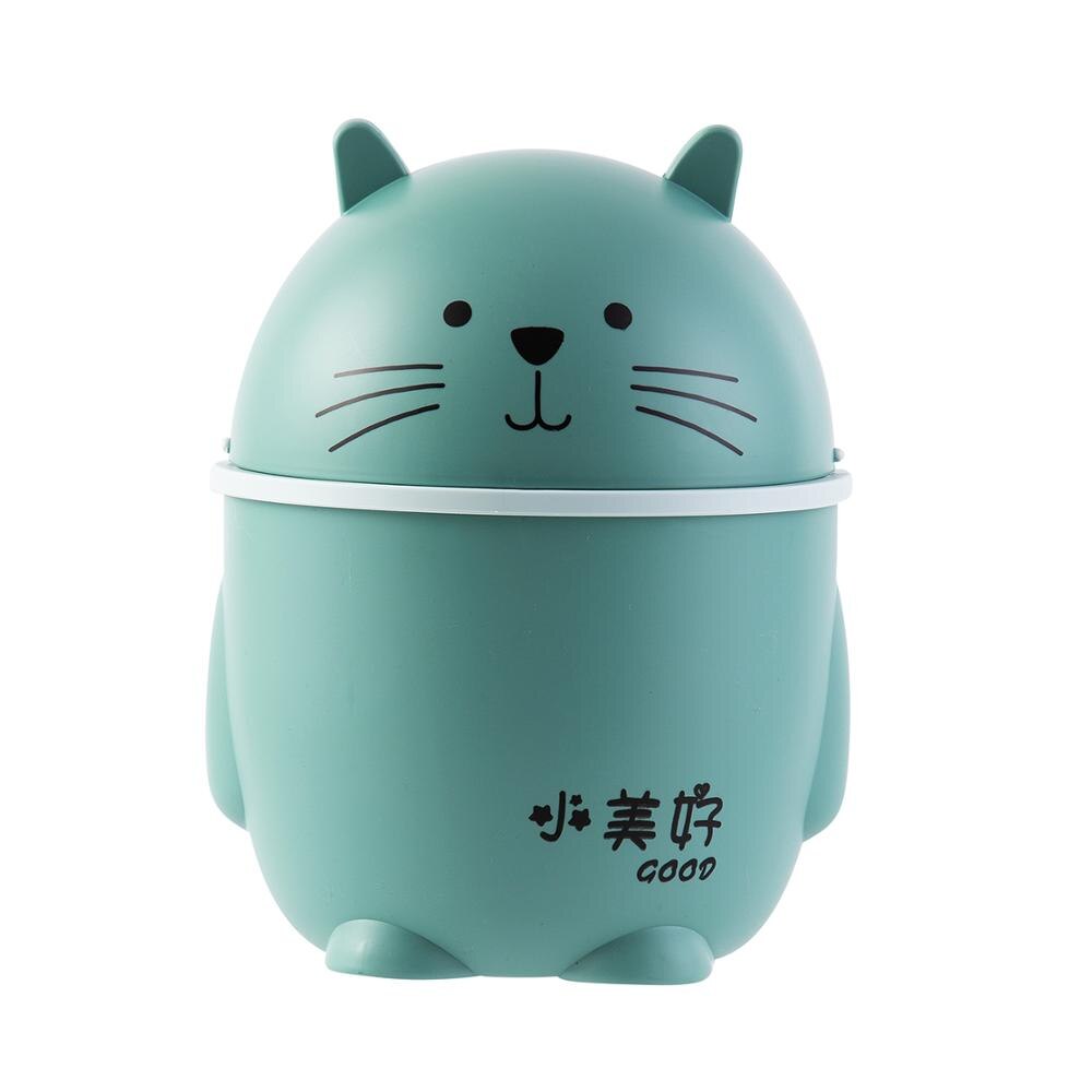 Creatieve Cartoon Desktop Prullenbak Met Swing Deksel Puin Opbergdoos Vuilnisbak Kantoorbenodigdheden Kleine Prullenbak Mini Auto Kattenbakvulling kan: Green