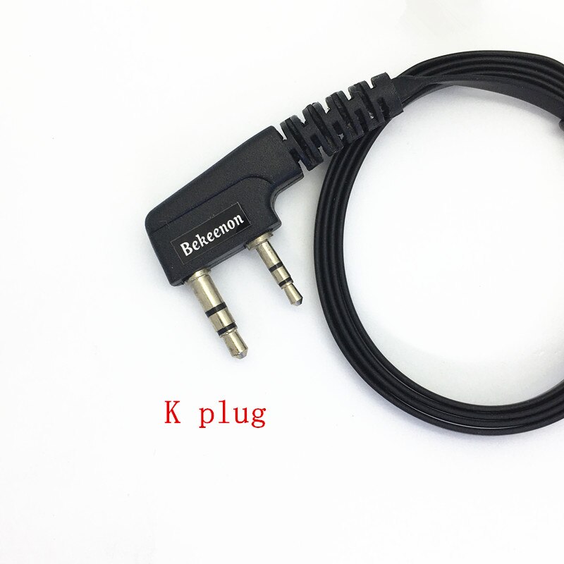 Moda preta estilo macarronete fone de ouvido k plug para kenwood baofeng bf888s uv5r uv82 wouxun tyt puxing etc walkie talkie