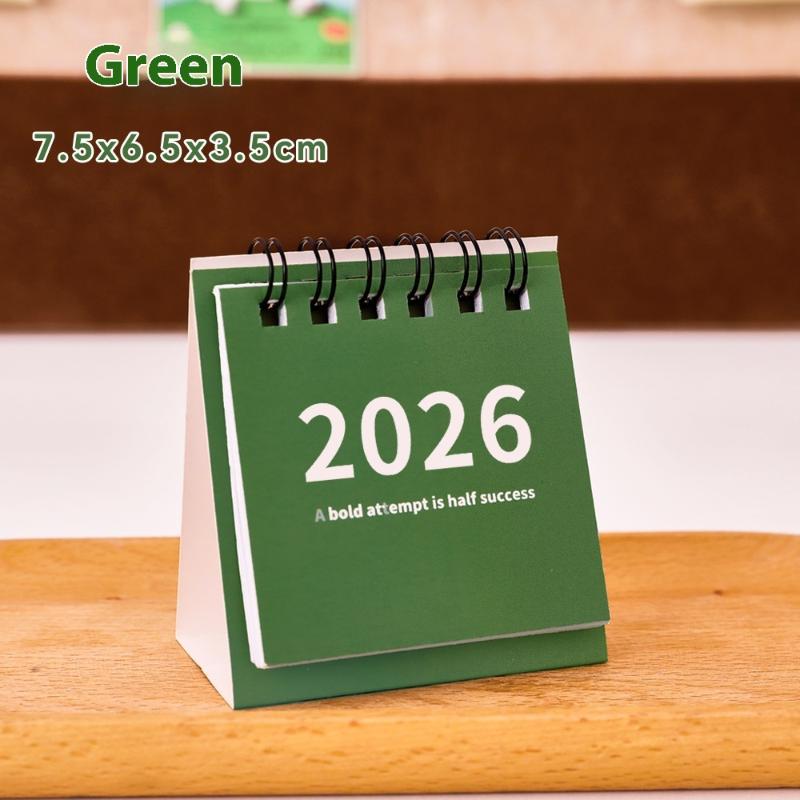 ★★★ Simple Desk Calendar Mini Portable Calendar Desktop Ornament Plan Small Desk Calendar: Burgundy