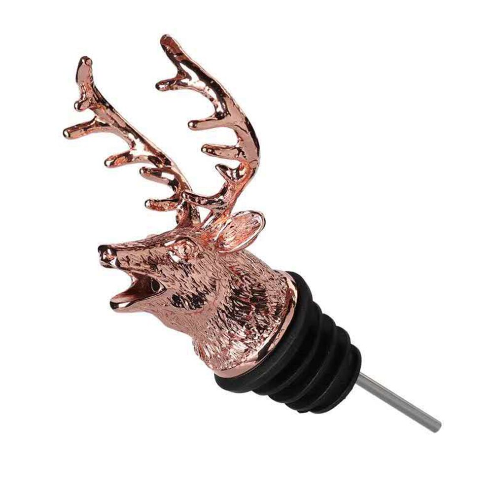 1Pcs Jagermeister Wine Pourer Zinc Alloy Deer Elk Lion Bull Wine Stopper Drinks Bar Tools Night Club Bar Accessories: Rose Gold Deer