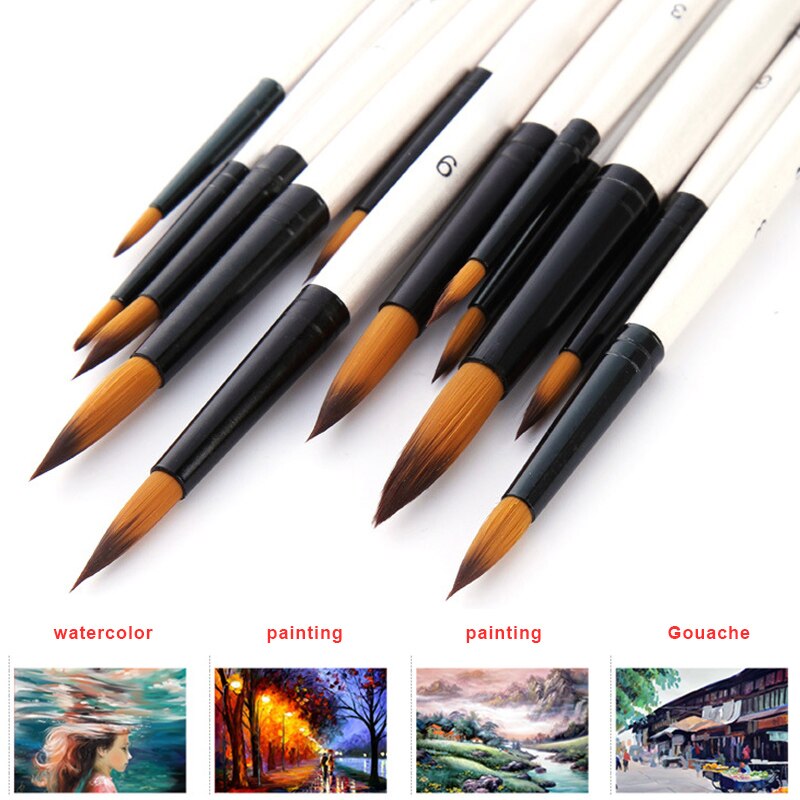 12pcs Artist Paint Brushes Set Acrylic Oil Watercolour Painting Craft Art Kit S55