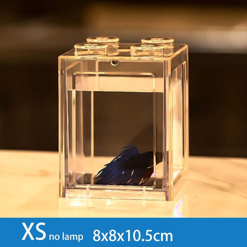 Mini tanque de peces de acrílico, Ornamental, Betta, acuario, paisajismo, ecológico, tanques de tortugas, decoraciones de escritorio para el hogar y la Oficina: XS