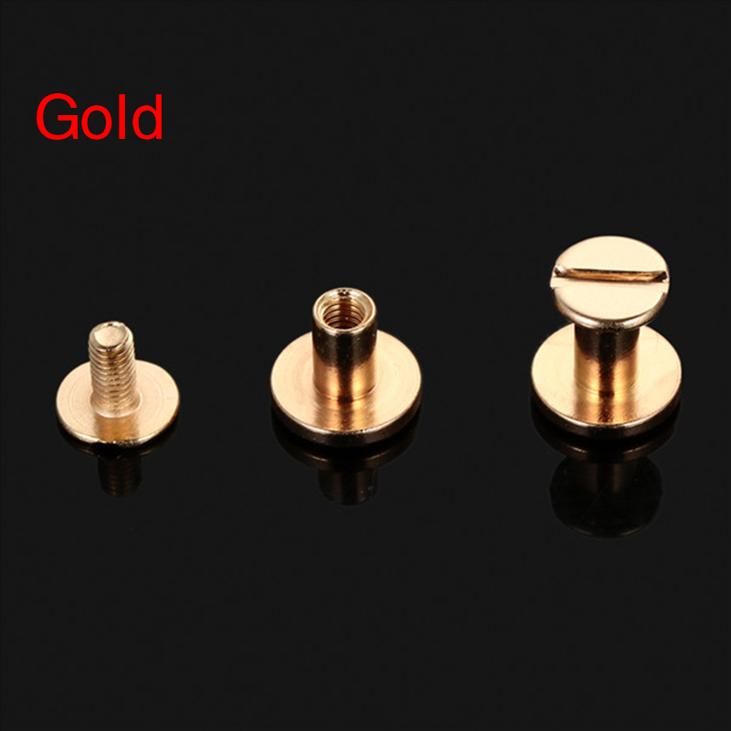 10 ensembles 5mm/6.5mm/8mm solide vis clou Rivet Double tête plate ceinture/sangle Rivets bagages cuir métal artisanat cuivre de: Gold Color / 6.5mm