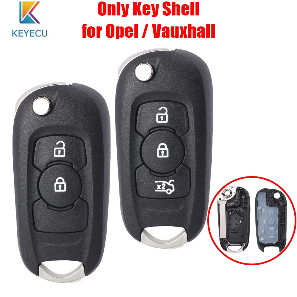 Keyecu Vervanging Flip Afstandsbediening Autosleutel Shell Case Cover 2 3 Knoppen Voor Opel Vauxhall Astra K - HU100 Blade