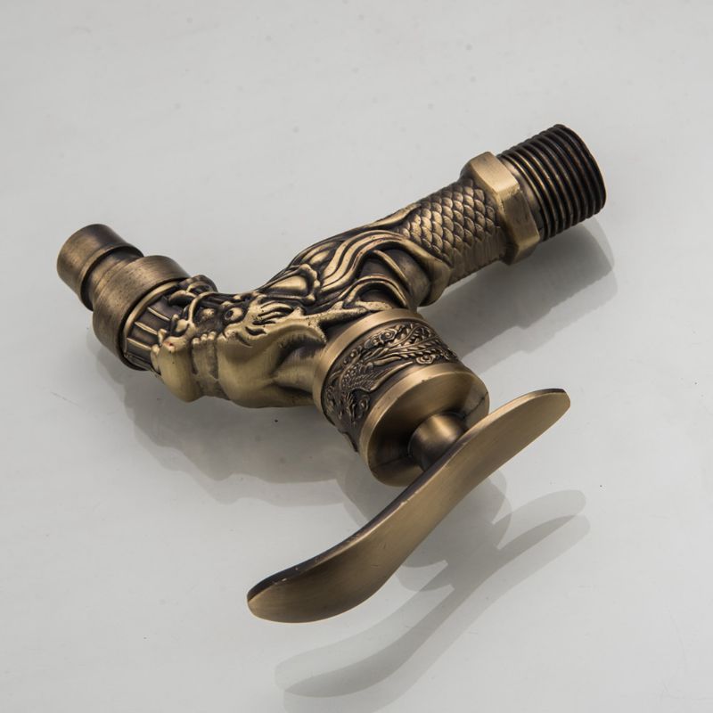 UZSYLE Tierform Garten Wasserhahn Ente Kunst Antike Landschaft Im Freien Wasserhahn Messing Waschmaschine Wandmontage Kaltwasser Wasserhahn Retro-Stil Kreative Wasserhahn, Antik Messing