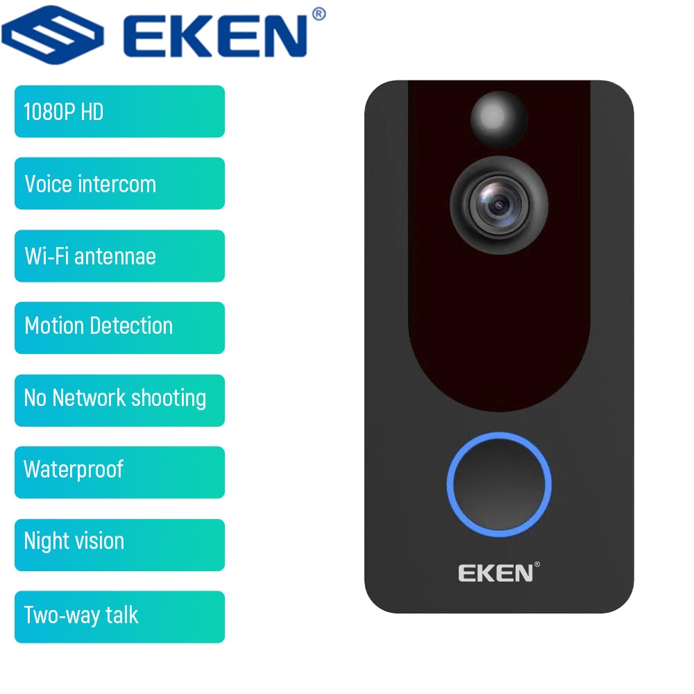 EKEN-V7 Hd 1080P Wifi Draadloze Smart Camera, Video Intercom Met Nachtzicht Functie, Deurbel, Pir, security Camera Xsh App